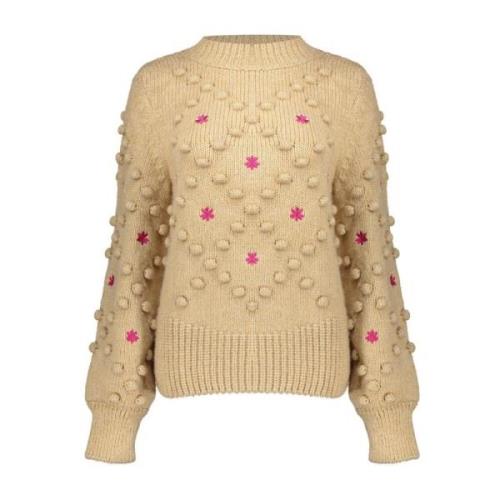 Blomstret Dot Pullover Sand/Cyclame