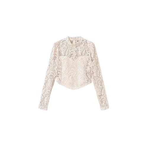 Blonde Cropped Bluse Macrame Stil