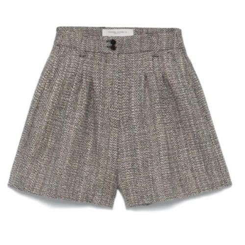 Nattøj Blå Beige Uld Shorts Herringbone