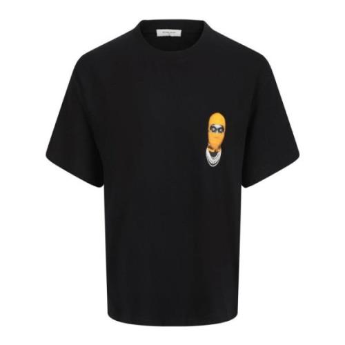 Sort Grafisk Print Bomuld T-shirt