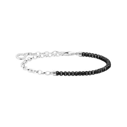 Dame Charm Armbånd med sorte Onyx-perler Sølv A2100-130-11-L14