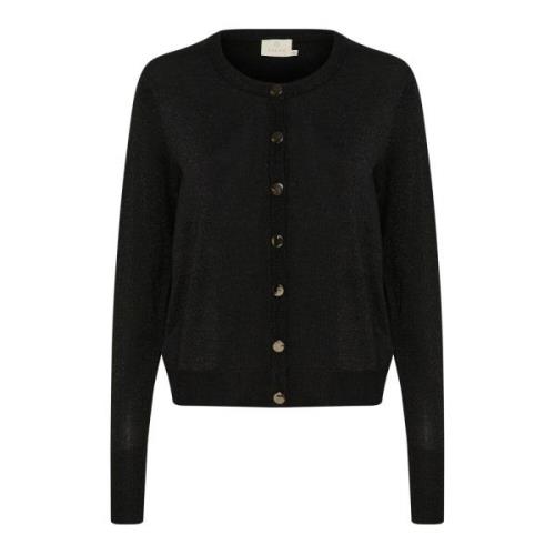 Sort Dyb Cardigan med Knapper