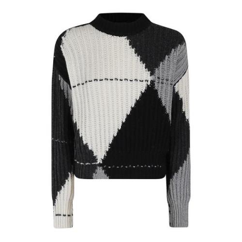 Diamantmønstret rund hals sweater