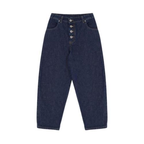 Baggy bomuld jeans med høj talje