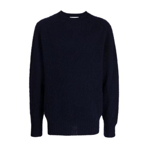 Blå Lammeuld Rundhals Sweater