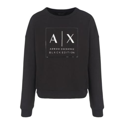 Sort Logo Sweater Rund Hals Langærmet