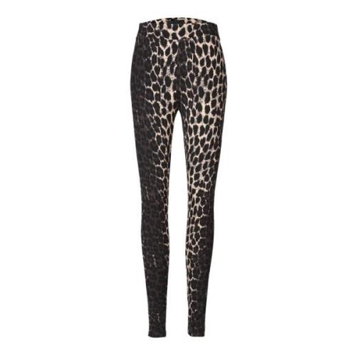 Leopard Fleece Leggings Mørkebrun