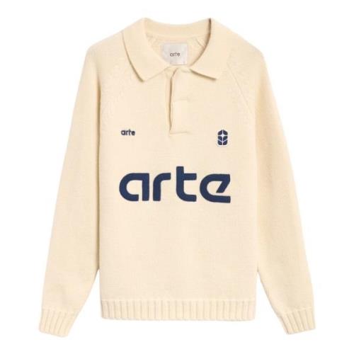 Strikket uld polo sweater