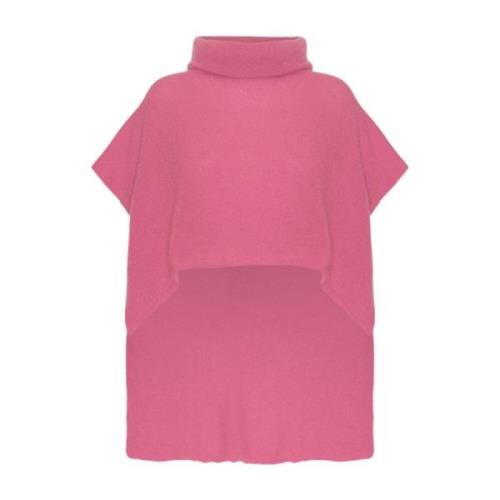 Pink Ærmeløs Roll Neck Poncho