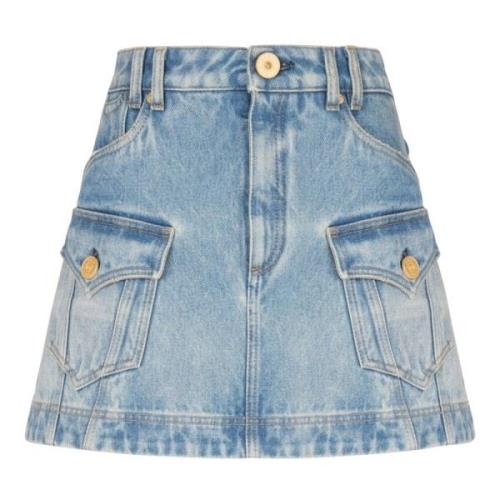 Blå A-line Denim Miniskirt