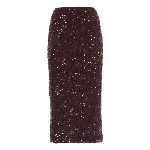 Sequin Midi Blyant Nederdel Bourgogne