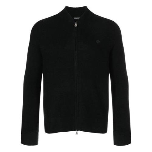 Merino Logo Zip Sweater i Sort