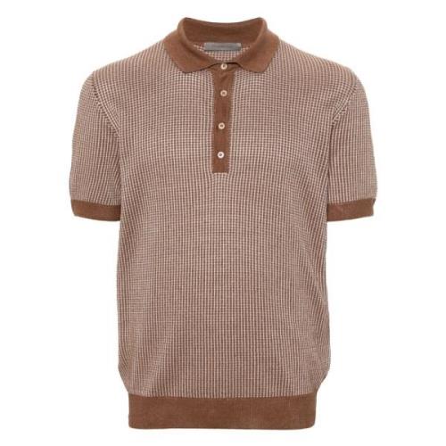 Casual Polo Shirt i Brun Flax Silke