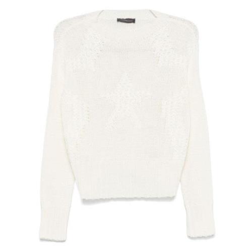 Hvid Bomuld Strik Turtleneck Sweater