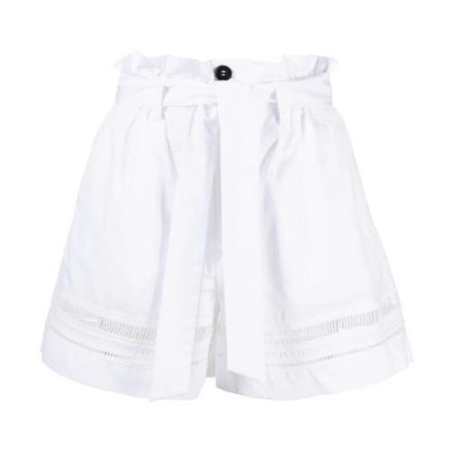 Hvid Casual High Waist Bomuld Shorts