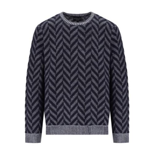 Chevron Blå Uld Crewneck Jumper