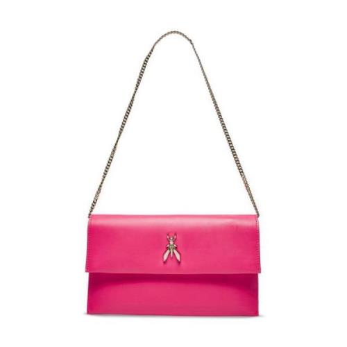 Vibrant Fuchsia Læder Kæde Clutch