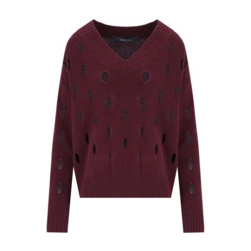 Burgundy Laser Mønster Uld-Kashmir Jumper