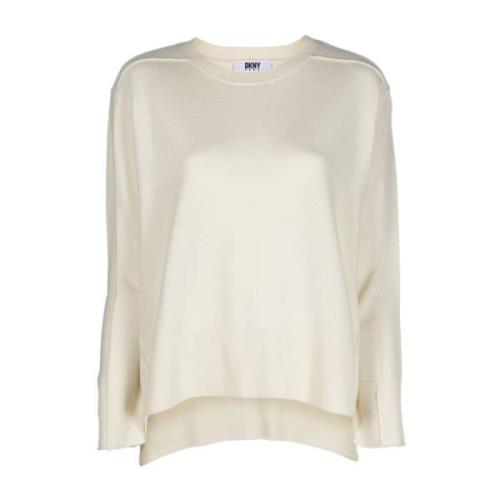 Casual Beige Uld Crew Neck Sweater