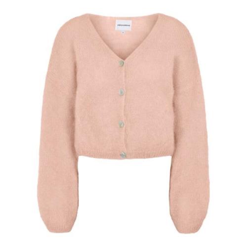 Cropped Mohair Cardigan i fersken