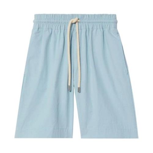 Blå Casual Bomuld Linned Shorts