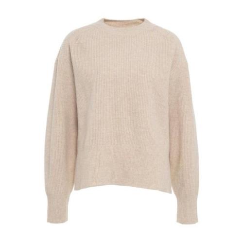 Beige Uld Pullover Strikvarer AW24