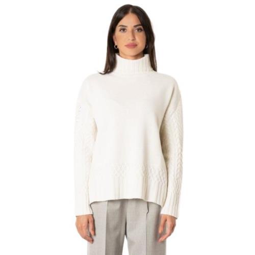 Kashmir silke turtleneck sweater med fletninger