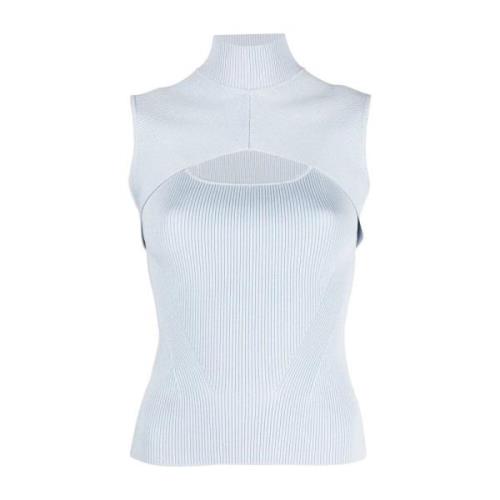 Blå Casual Turtleneck Cut Out Bluse