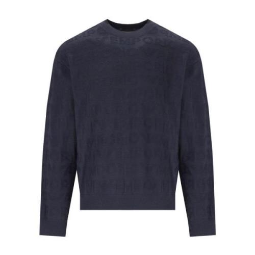 Navy Blue Monogram Crewneck Jumper