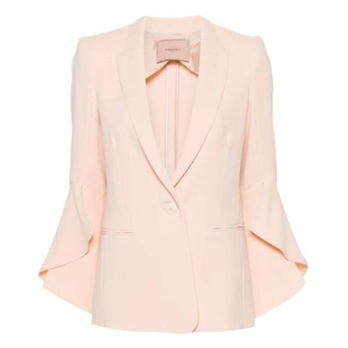 Elegant Blazer i Pink med Flæseærmer