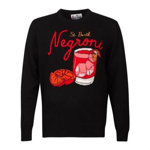 Sort sweater med Negroni print