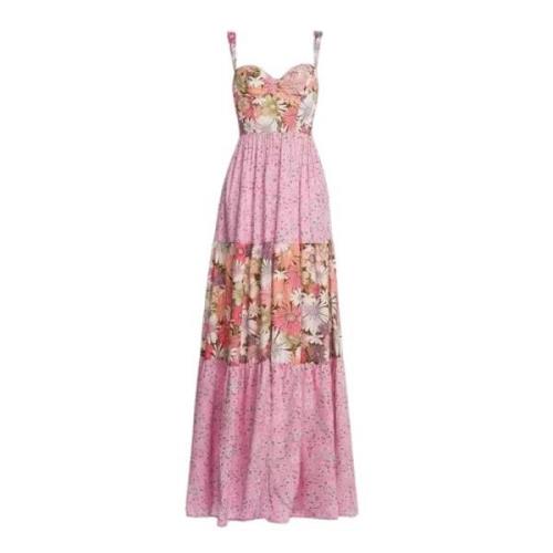 Pink Blomstret Maxi Kjole