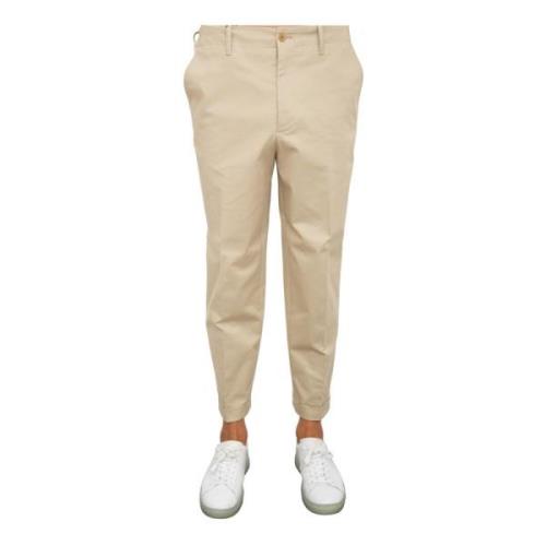 Folded Waistband Beige Bukser