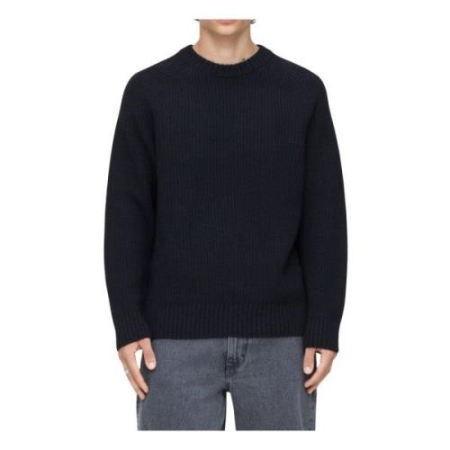 Raglan crew neck ribbed sweater