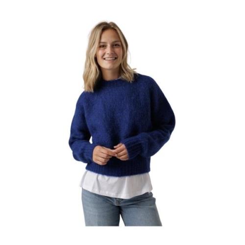 Blå Mohair Pullover Oversized Fit