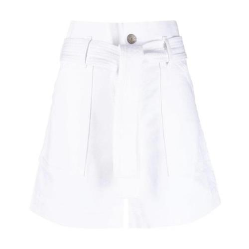 Elegant Hvid Bomuld Elastan Shorts