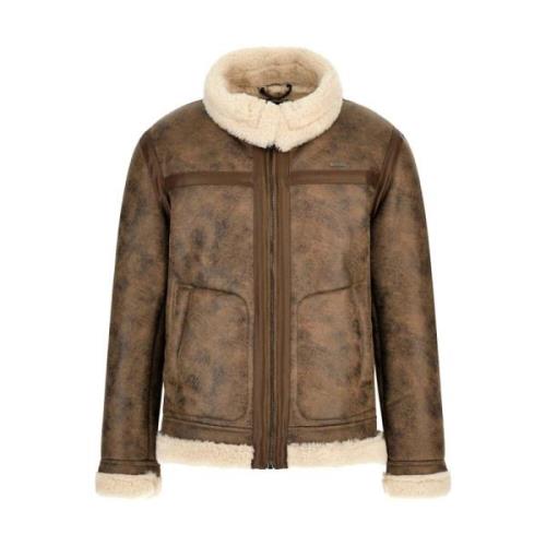 Brun Shearling Aviator Jakke