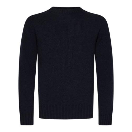 Blå Crew Neck Merino Uld Sweater