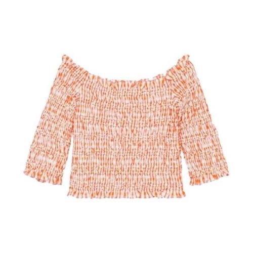 Retro Orange Ternede Rynket Top