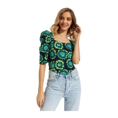 Blomstret Square Neck Crop Top