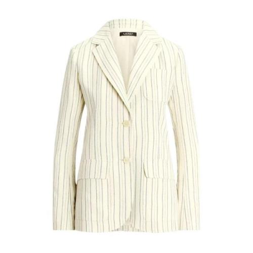 Creme Stribet Blazer