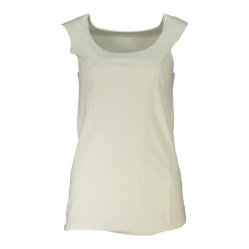 Hvid Tank Top med Brede Skuldre Laser Cut