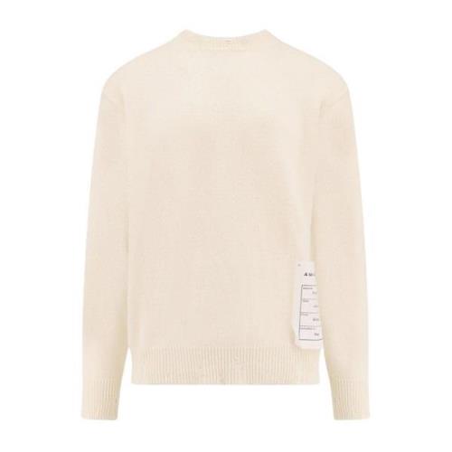 Cashmere crewneck sweater med ribkant og manchetter