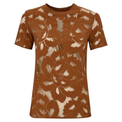 Blomstret Blonde Kortærmet T-shirt Brun