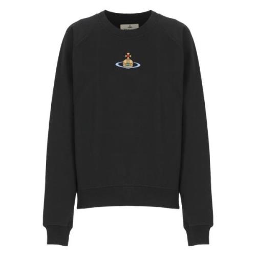 Sort Bomulds Sweatshirt med Broderet Logo