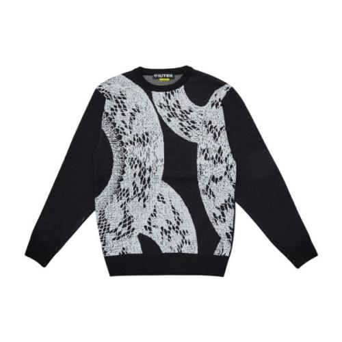 Sort Boa Sweater Jacquard Strik