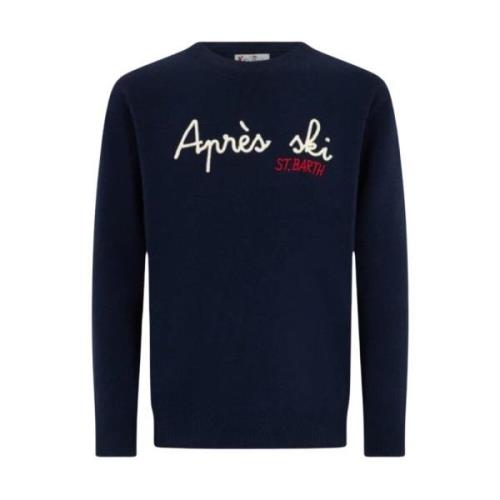 Blå Crew Neck Cashmere Uld Sweater