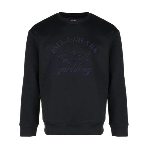 Blå Strikket Sweatshirt Polyester Viskose Sweater