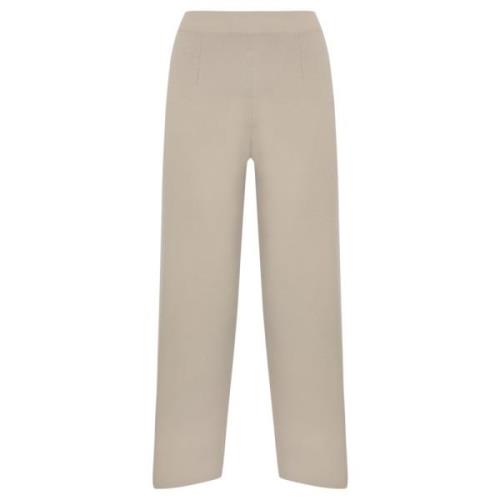 Beige Viskose Crop Bukser