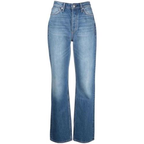 Blå High-Rise Straight Jeans